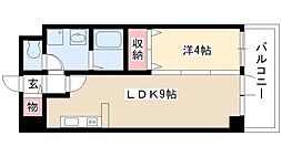 ヴェルジュコート1 1LDKの間取図画像