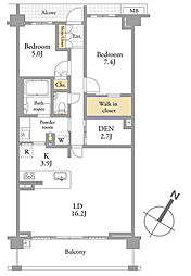 ブランズシティ世田谷中町DecentVilla 2SLDKの間取図画像