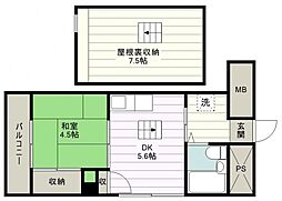おおいビラ・はいめん 1DKの間取図画像