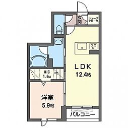 ベルピエス 1LDKの間取図画像