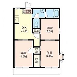 アーバンヴィラB 3DKの間取図画像