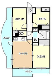 ライオンズマンション川越南古谷第2 3DKの間取図画像