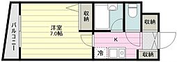 鶴瀬岡本ビル 1Kの間取図画像