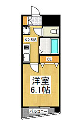 ヴィラオオクボ 1Kの間取図画像