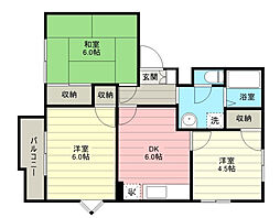 ハイネス並木A 3DKの間取図画像