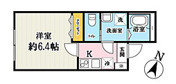川越市稲荷町アパート 1Kの間取図画像