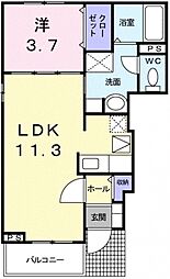 Ruha-chi藤 1LDKの間取図画像