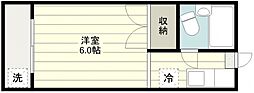 エクセル鶴ヶ丘 1Kの間取図画像