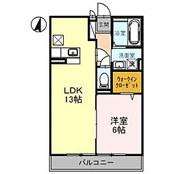 ヴィルヌーブ 1LDKの間取図画像