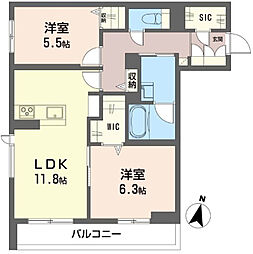 バエル 2LDKの間取図画像