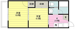 田中ハイツ 2Kの間取図画像