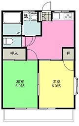 第2三沢コーポ 2DKの間取図画像