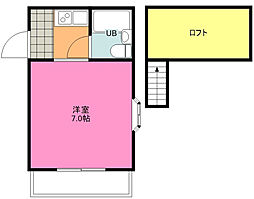 パレ苗間 1Kの間取図画像
