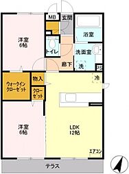 ポッソヴィラージュ1 2LDKの間取図画像