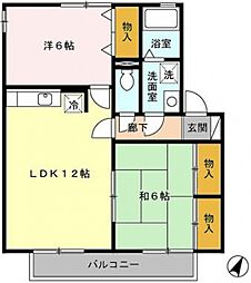 オール・パレスA 2LDKの間取図画像