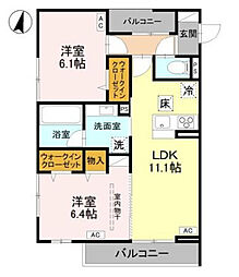 ウエストスクエア 106 2LDKの間取図画像