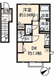 ベルサイズフラット鶴瀬 1DKの間取図画像