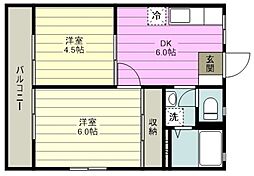 サンシティ稲荷 2DKの間取図画像