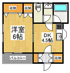 Cユーノス 1DKの間取図画像