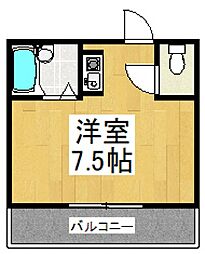 コーポ佐藤 ワンルームの間取図画像