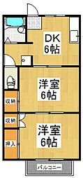 ロイヤルハイツD 2DKの間取図画像