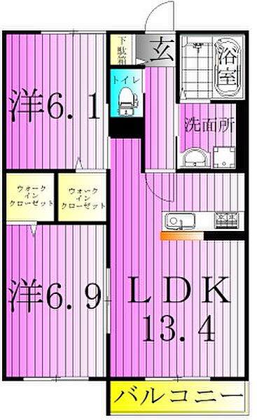 東京都足立区宮城１丁目(賃貸アパート2LDK・3階・58.69㎡)の写真 その2