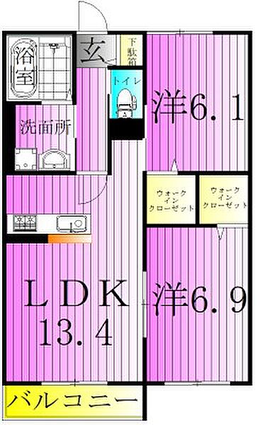 東京都足立区宮城１丁目(賃貸アパート2LDK・3階・58.69㎡)の写真 その2