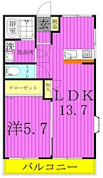 つくばエクスプレス 六町駅 徒歩10分の賃貸マンション 3階1LDKの間取り