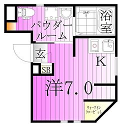 カテリーナ千住大橋 3階1Kの間取り