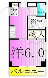 ヴィラ綾瀬 1階ワンルームの間取り