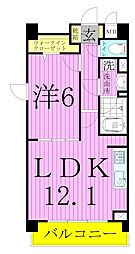 elan．de．AK 4階1LDKの間取り