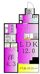 コンフォリア・リヴ千住 11階1LDKの間取り