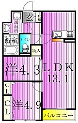 京成本線 お花茶屋駅 徒歩12分の賃貸アパート 2階2LDKの間取り