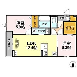 メゾンアーク西新井II 3階2LDKの間取り