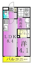 つくばエクスプレス 六町駅 徒歩9分の賃貸アパート 2階1LDKの間取り