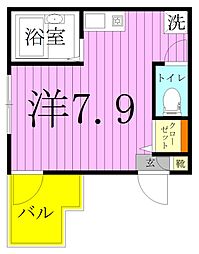 スカーラ・ネーロ 3階ワンルームの間取り