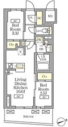 テラス北千住 2LDKの間取図画像