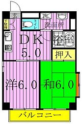 ラフォーレ江北 2DKの間取図画像