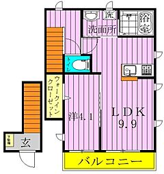 パーシモン 1LDKの間取図画像