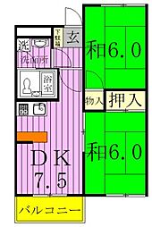 サンフラッツ 2DKの間取図画像