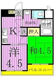 第一正五コーポ 2Kの間取図画像