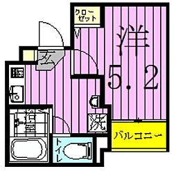 グランクオール城東 1Kの間取図画像