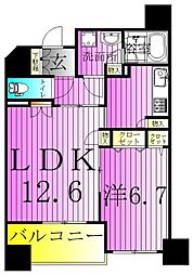 カスタリア荒川 1LDKの間取図画像
