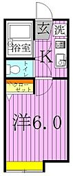 サブウェイ北綾瀬A 1Kの間取図画像