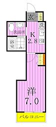 朱雀桜東京 1Kの間取図画像