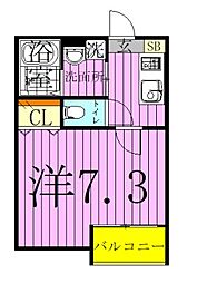 グローベルメゾン綾瀬 1Kの間取図画像