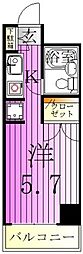 コスモ亀有5 1Kの間取図画像