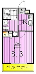 レンティーヴァ綾瀬 1Kの間取図画像