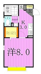 セジュール 1Kの間取図画像
