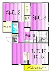 エスペーロ八潮 2LDKの間取図画像
